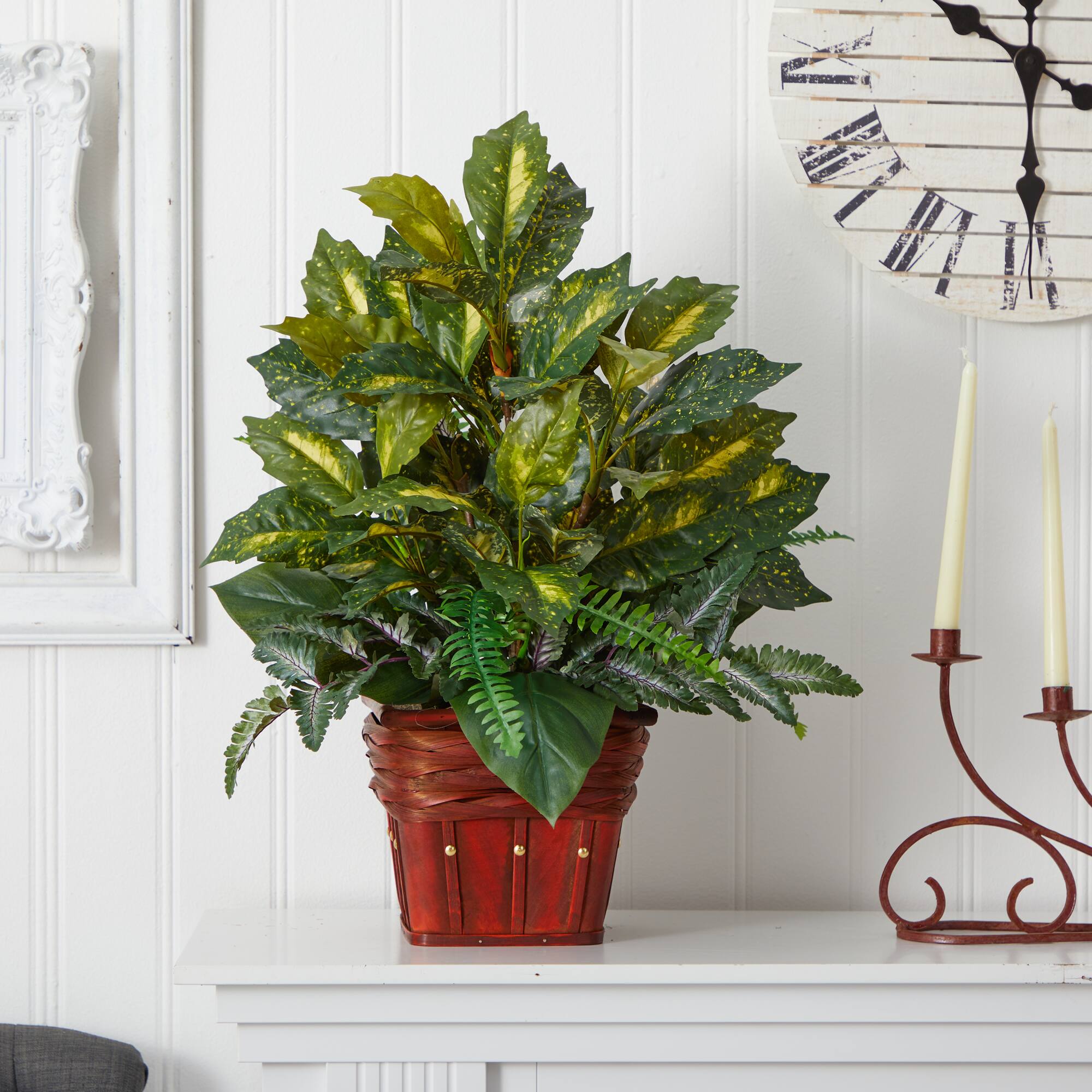2ft. Mixed Greens In Wicker Basket